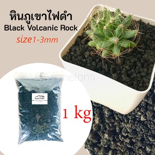 หินภูเขาไฟสีดำ (Black Volcanic Rock) ถุง 1kg โรยหน้ากระถาง ช่วยกักเก็บความชื้นในกระถาง และช่วยตกให้สวยงาม