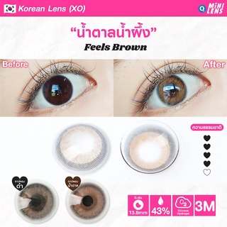 คอนแทคเลนส์ราย 3 เดือน Mini Lens รุ่น Feels Brown สีน้ำตาลน้ำผึ้ง วัสดุ Silicone Hydrogel