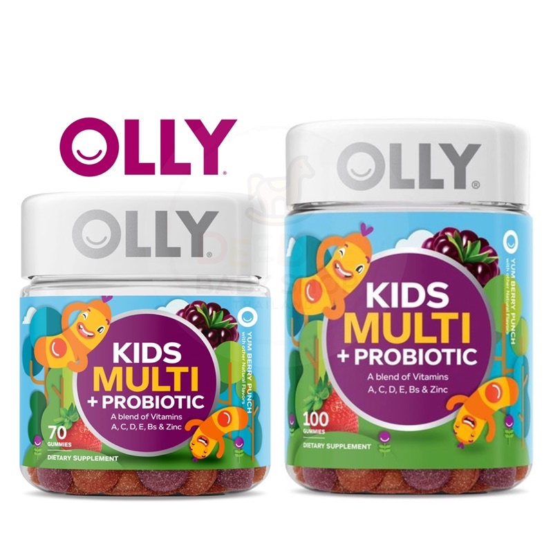 ของแท้  วิตามินรวมพร้อมโพรไบโอติกชนิดกัมมี่สำหรับเด็ก OLLY Kids Multi + Probiotic