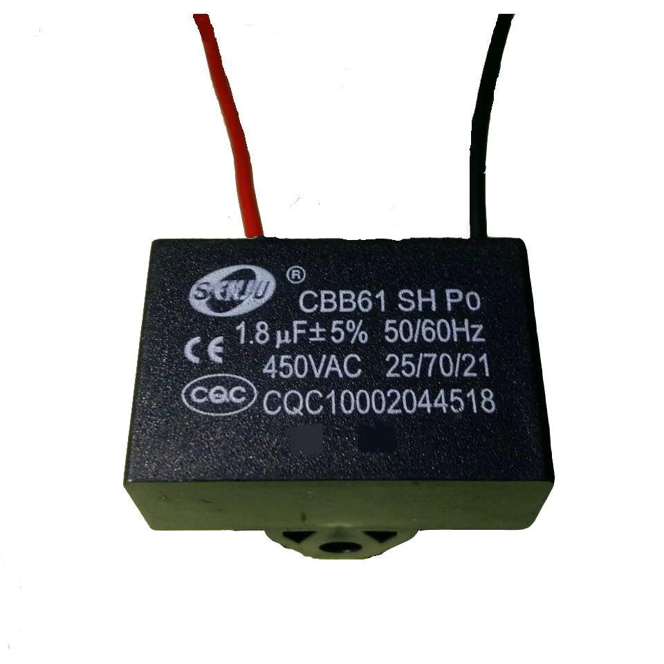 คาปาซิเตอร์ 1.8uf 450v แบบมีสาย cbb61 ตัวเก็บประจุ 1.8 uf พัดลม ฮาตาริ พัดลมทั่วไป และ มอเตอร์