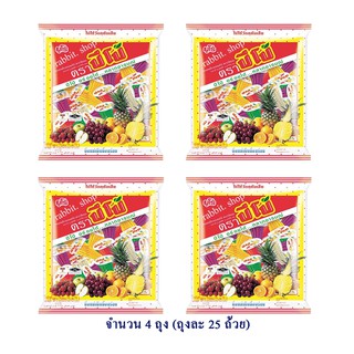 ปีโป้ เยลลี่ รวมรสผลไม้ 587.5 กรัม 1 ถุง มี 25 ถ้วย ( แพ็ค  4 ถุง )