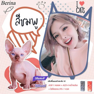 สีย้อมผม เบอริน่า Berina สีชมพู A38 A23 แถมฟรี ไฮโดรเจน 6-12 เปอร์เซ็นต์