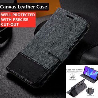 เคสโทรศัพท์หนังผ้าฝาพับซัมซุง  Samsung Galaxy A21S A11 A31 A51 A71 M11 M21 M31 Canvas Leather Case Protection Wallet Card Slot Shockproof Flip Phone Case