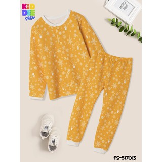 KiddeeCrew ชุดนอนเด็กสีเหลืองตุ๊กตาหิมะYellow Snowman Pajamas เหมาะสำหรับอายุ 1-8 ปี