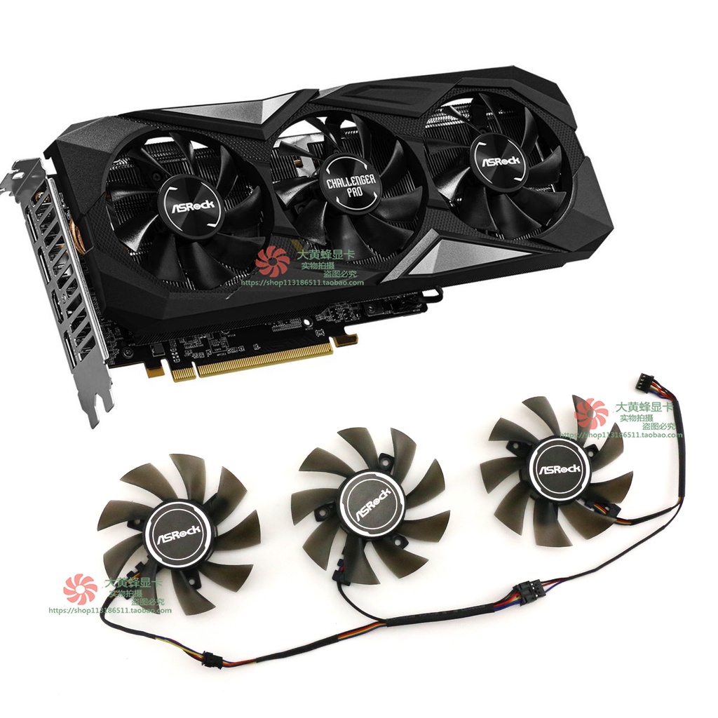 หม้อน้ํากราฟิกการ์ด ASROCK/ASROCK RX5700XT RX5600XT กราฟิกการ์ดพัดลมระบายความร้อน T128015ซ.ช