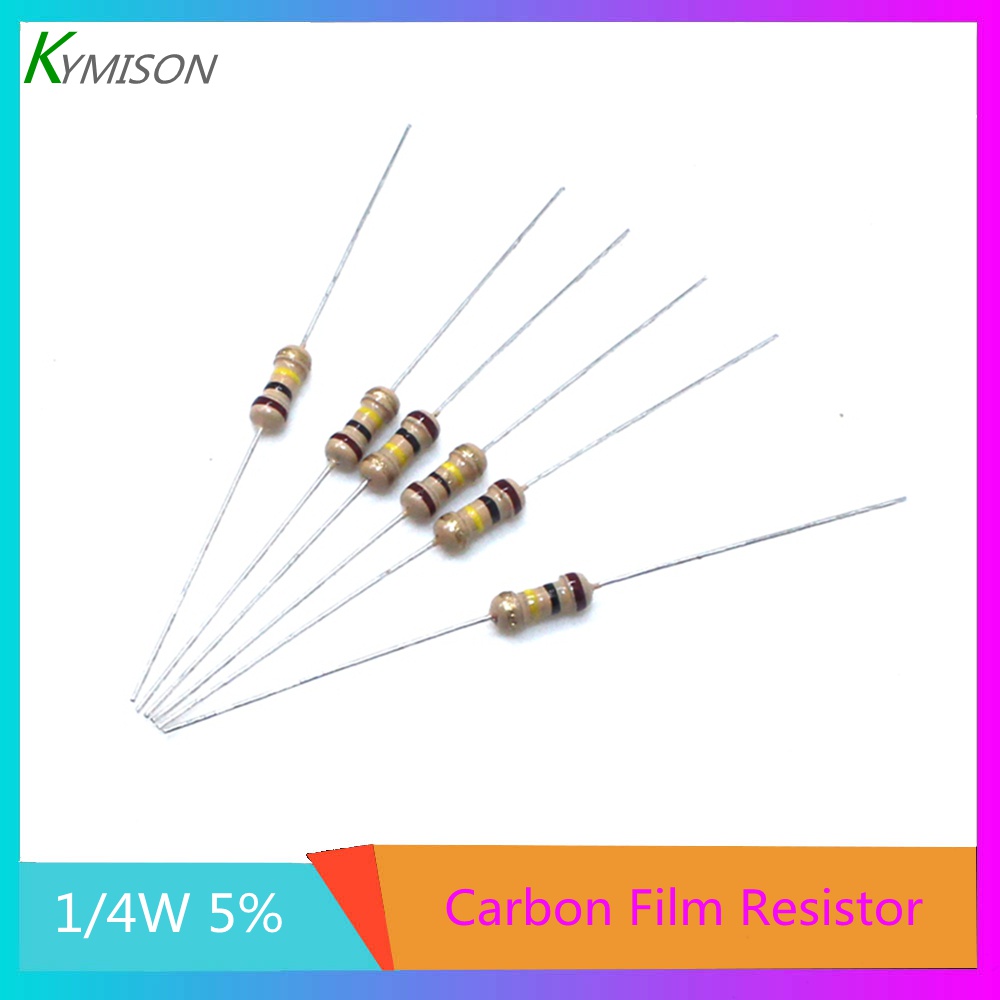 1000 ชิ้น/ล็อต 1/4W Carbon Film Resistor 1/4 วัตต์ 1R 10R 47R 100R 220R 1K 1.5K 2.2K 4.7K 10K 20K 22