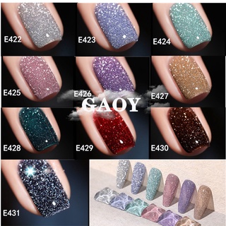 สีเจลGAOY สีเจลแฟลชไดมอนด์กลิตเตอร์ รุ่น Flash Daimond Glitter ต้องอบ รหัสสีE422-431 ไม่ต้องเปิดแฟลชก็วิปวัปทุกแสงกระทบ