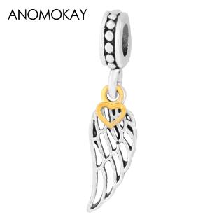 Romantic Angel Love Wings Pendant Charm fit Bracelet Jewelry Gold Color Heart Beads for DIY Jewelry Making