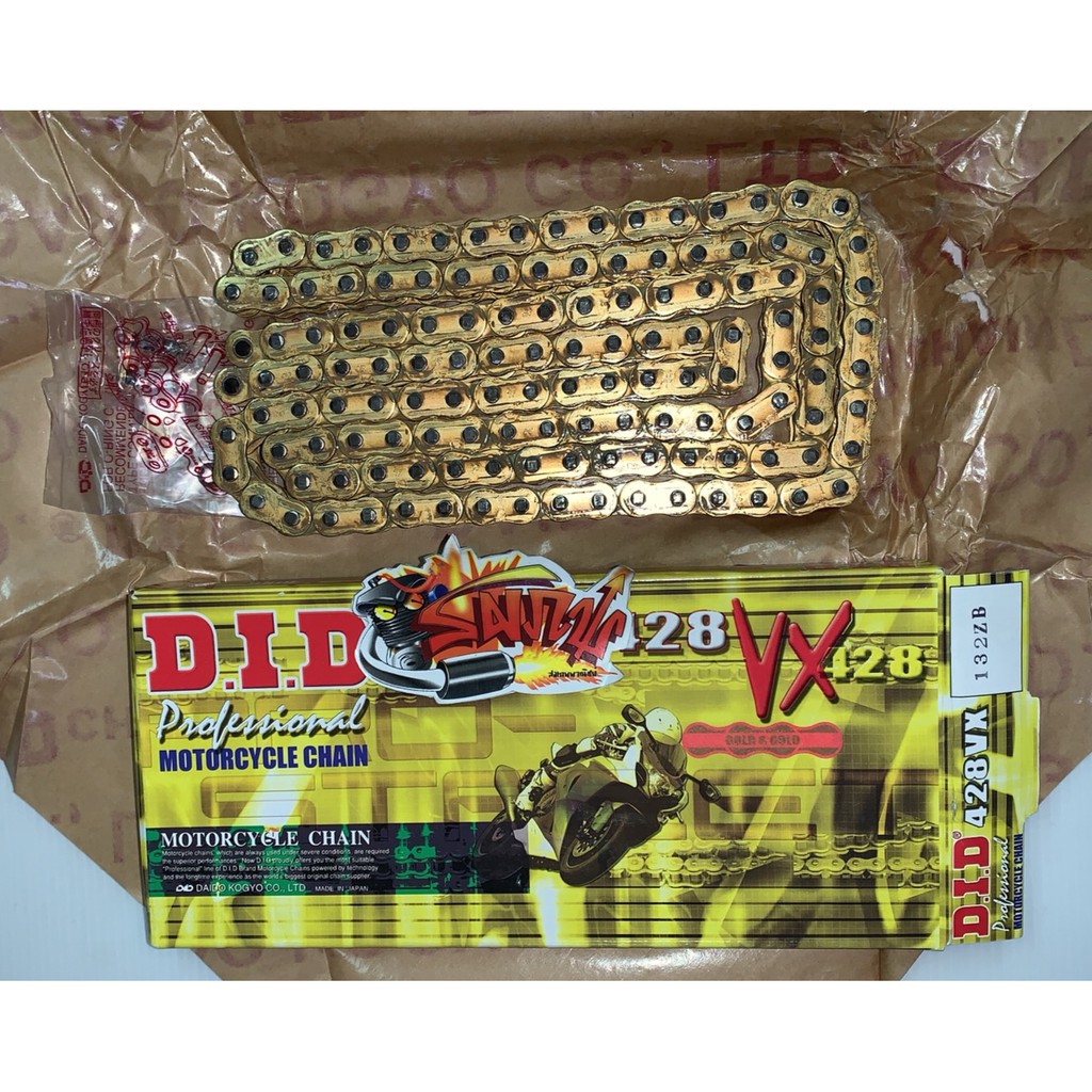 โซ่ X-RING สีทอง 428VX-132 DID ข้อต่อกิ๊บ