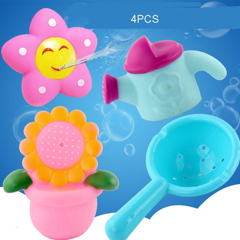 4Pcs ของเล่นอาบน้ำ ของเล่นน้ำ ของเล่นเสริมพัฒนาการ Baby Bath Toys Children Water Spray Animal Soft Rubber