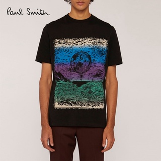 เสื้อยืดคอกลม พิมพ์ลาย Paul Smith สีดํา สําหรับผู้ชาย