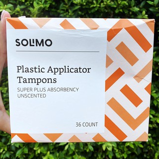 ผ้าอนามัยแบบสอด โซลิโม 1 กล่อง (36 ชิ้น) Plastic Applicator Tampons, Super Plus Absorbency, Unscented 1 box (Solimo)