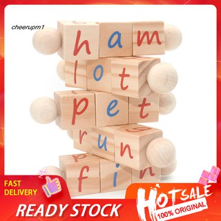 【Ready stock】5Pcs Wooden Spinning Phonetic Reading Blocks Educational Preschool Kids Toy