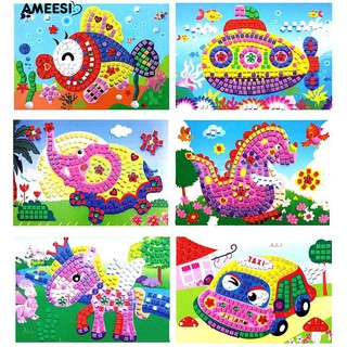 Ameesi เด็กทารกพัฒนาการเกม 3D Mosaics ศิลปะสติกเกอร์ DIY IQ Craft Toy