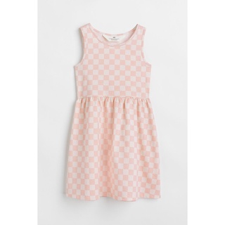 H&amp;M ชุดเด็ก เดรสเด็กผู้หญิง เดรสแขนกุด ลายตารางหมากรุกขาวชมพู Sleeveless dress NATURAL WHITE/CHECKED