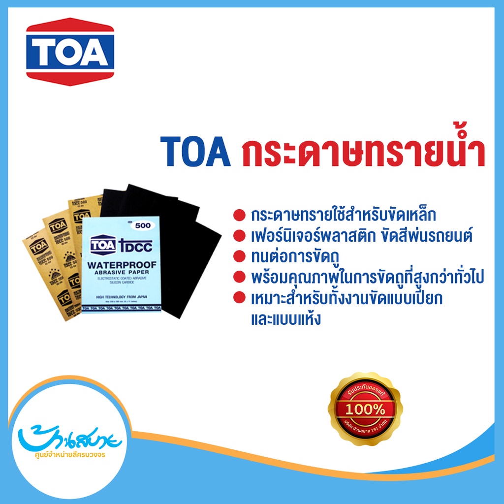 กระดาษทรายน้ำ TOA DCC สำหรับขัดเหล็ก เบอร์ 100-1500 ทั้งงานขัดแบบเปียก และแบบแห้ง เหนียวที่คุณภาพสูงจากญี่ปุ่น