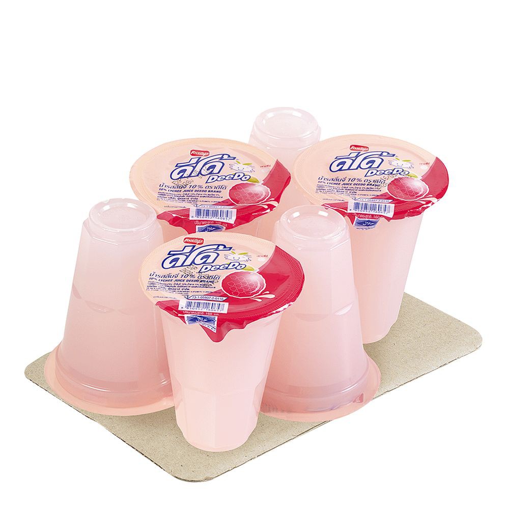 ดีโด้ น้ำรสลิ้นจี่ 10% 160 มล. แพ็คละ 6 ถ้วย Deedo Lychee Flavor 10%, 160 ml, pack of 6 cups