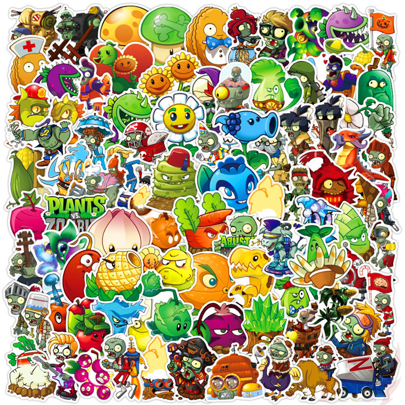 100Pcs/Set Plants vs. Zombies Stickers Games DIY Fashion Waterproof Doodle Decals Stickers