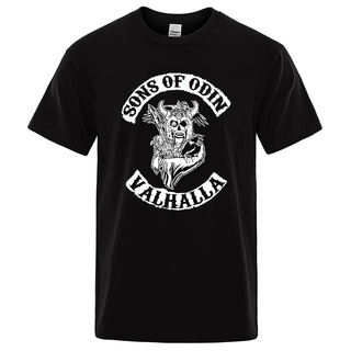 เสื้อผ้าผชเสื้อยืดแขนสั้นลําลอง พิมพ์ลาย Sons Of Odin Valhalla Chapter สไตล์สตรีท แฟชั่นฤดูร้อน สําหรับผู้ชายS-5XL