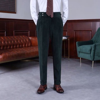 KINGMAN Green velvet pants Trouser กางเกงสั่งตัด สั่งตัดกางเกง ที่นี้ที่เดียว ตัดตามสัดส่วนได้ กางเกงขายาว กางเกงตัดใหม่