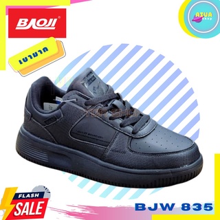 Baoji รุ่น BJW 835 สีดำ รองเท้าผ้าใบ ผูกเชือก ผู้หญิง สำหรับใส่ทำงาน ใส่เที่ยว ทรงแอร์ฟอร์ส