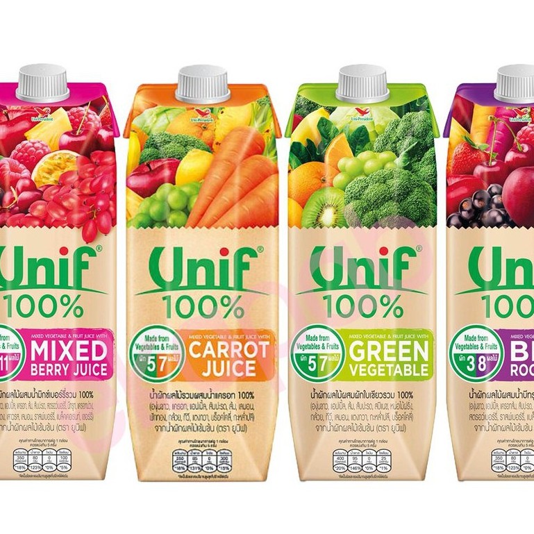 UNIF น้ำผักผลไม้รวม 100% ขนาด1000ml ยูนีฟ ยูนิพ น้ำผลไม้ เลือกรสชาติได้ ...