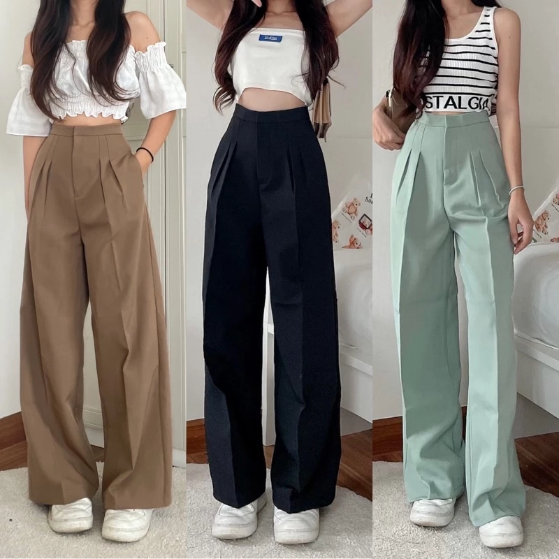 [03][ขายดี]LauraShop🧸🥐 กางเกงเอวสูงรุ่นUnnie Pant🔥🔥🔥