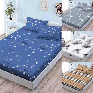Korean Design Cotton Beddings Pillow Case Garterized Bed Sheet 3 in 1 Set (2pillowcase+1beddings)