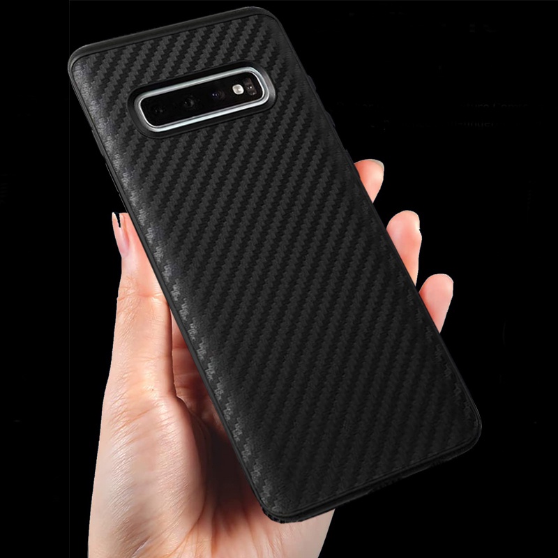 สําหรับ Samsung Galaxy S10 Plus S8 S9 S10E หมายเหตุ 8 10 คาร์บอนไฟเบอร์ Slim บางนุ่ม TPU Android เคสโทรศัพท์
