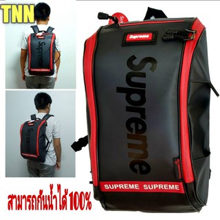 กระเป๋าเป้supremeกันน้ำ 100%/Tnn19เป้หนังPUกันน้ำ