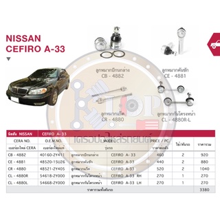 ชุดเปลี่ยนลูกหมากช่วงล่าง(CERA) NISSAN CEFIRO A-33