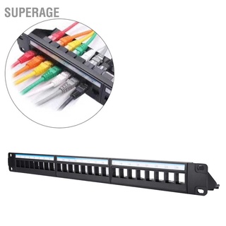 Superage 19 นิ้ว 24 พอร์ตแผงข้อมูล Cat6 แร็คเครือข่ายสายเคเบิ้ล (ไม่รวมโมดูล)