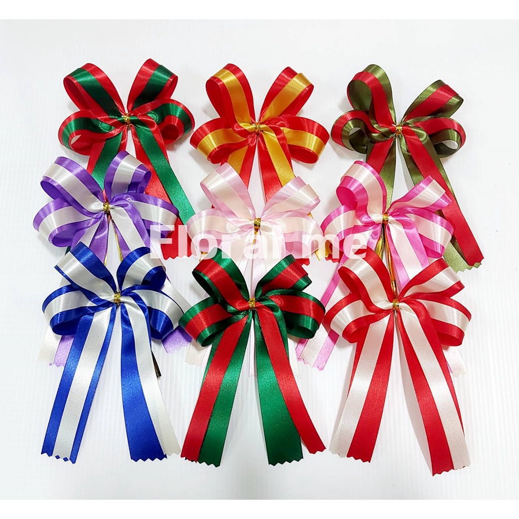 โบว์ติดของขวัญ(20 ตัว/pk)เหมาะกับกระเช้าปีใหม่ขนาดเล็ก กล่องขนม ของรับไหว้ ของชำร่วย หรือตกแต่งอื่นๆDIY