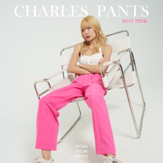 กางเกงขายาวเอวสูงสี Hot pink l Charles pants hot pink color