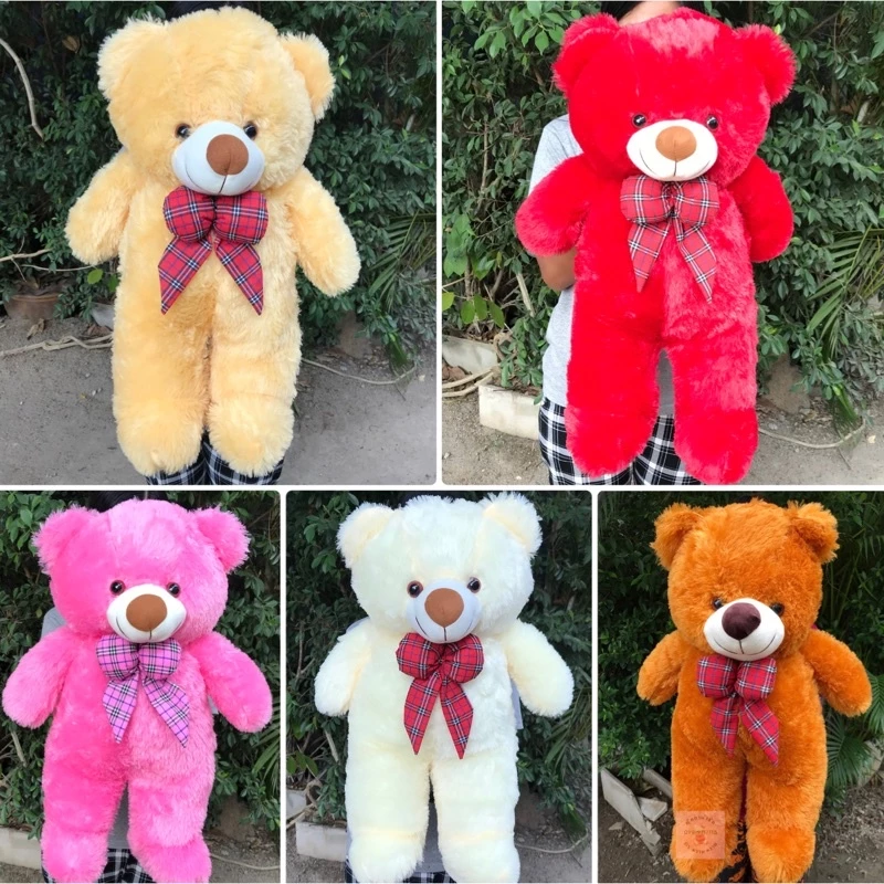 ตุ๊กตาหมีปุย โบว์ลายสก๊อตแดง ขนนุ่มน่ากอด มี3ขนาดให้เลือก18,26และ35นิ้ว หรือ 45,65และ90 cm