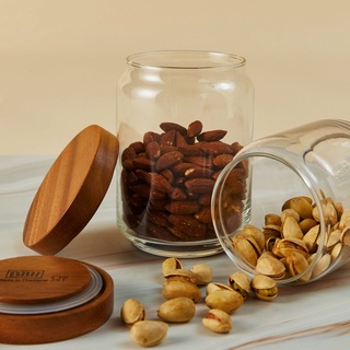 BILLI DESIGN [GLASS CANISTER] ขวดโหลเเก้วพร้อมฝาไม้จามจุรี