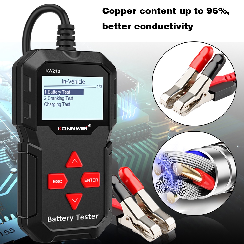 KONNWEI Battery Tester Car 12v Testing KW210 Charging Cranking Auto