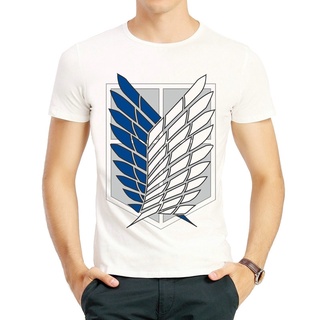 ขายดี!เสื้อยืดแขนสั้น ผ้าฝ้าย พิมพ์ลายโลโก้ Attack on Titan สีขาว สําหรับผู้ชาย MIKASA NBcglc30AEhalk10S-5XL