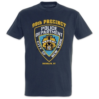 ผ้าฝ้ายแท้เสื้อยืดแขนสั้น ผ้าฝ้าย พิมพ์ลายสัญลักษณ์ Brooklyn Fun Jake Peralta 99Th Precinct 99 Nine-Nine สีดํา แฟชั่นฤดู