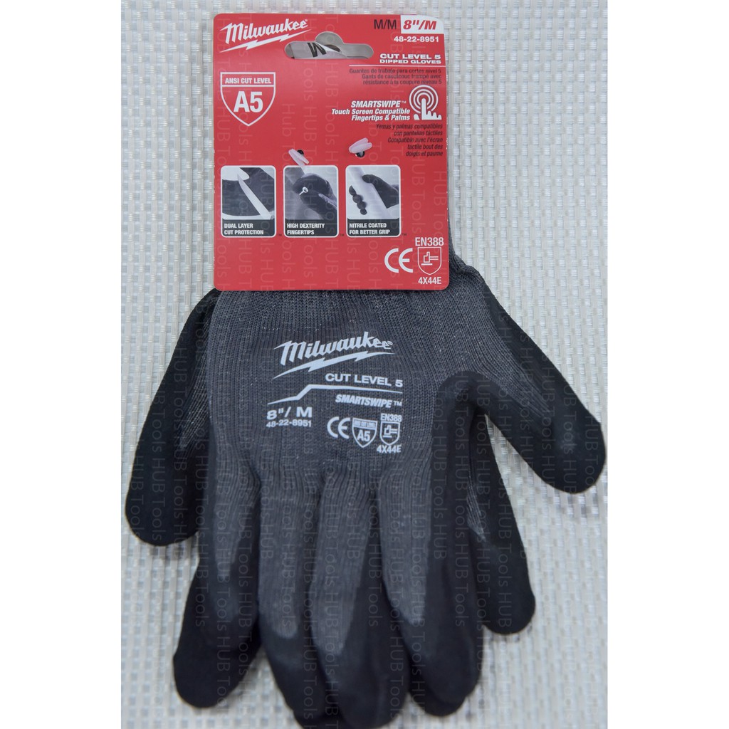 ถุงมือกันบาด เคลือบไนไตรล์ รุ่นCut Level 5 Milwaukee 48-22-8951 (M)8"/ 48-22-8952(L)9" ของแท้