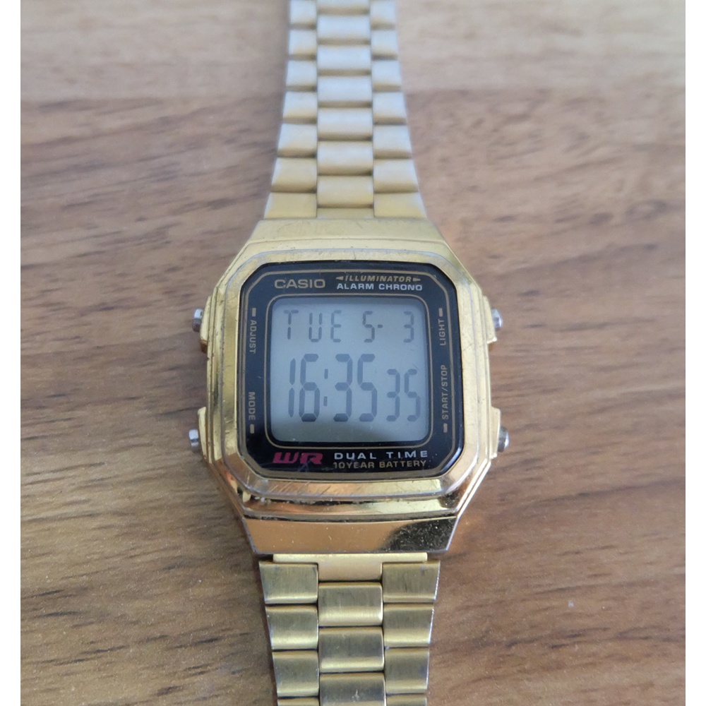 นาฬิกา Casio A178w Digital Watch Size 34mm. สีทอง มือสอง ของแท้
