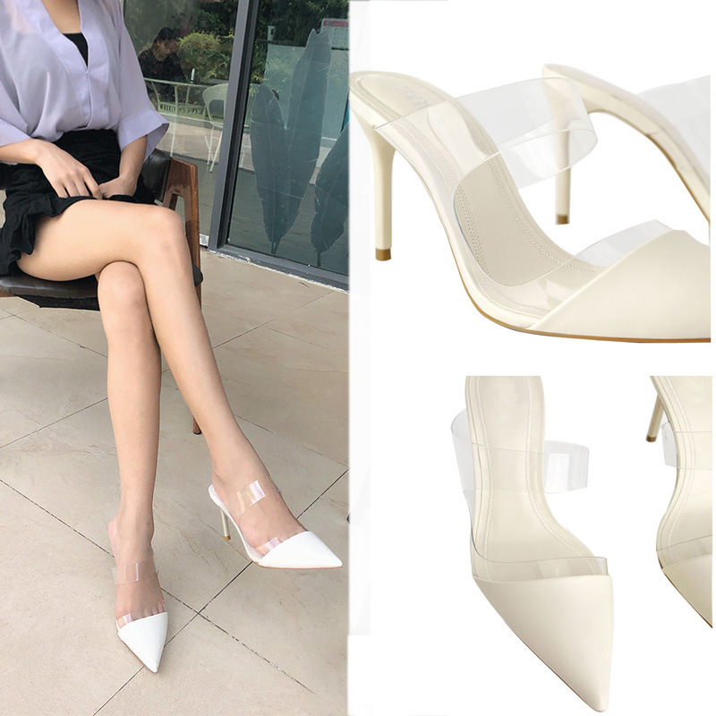 [พร้อมส่ง] Za ใหม่ 2024#white รองเท้าส้นสูง หัวแหลม แบบใส