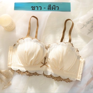 ชุดชั้นใน Gathering No Steel Ring Bra Set Half Cup Adjustable Japanese Girl Popular Style