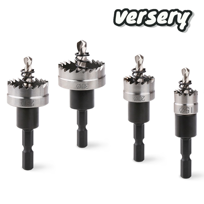 Versery 12-60 มม.HSS-4341 Hole Saw พร้อม Hex Shank เหล็กความเร็วสูงเจาะชุด Bit สําหรับโลหะบางสแตนเลสพลาสติก PVC