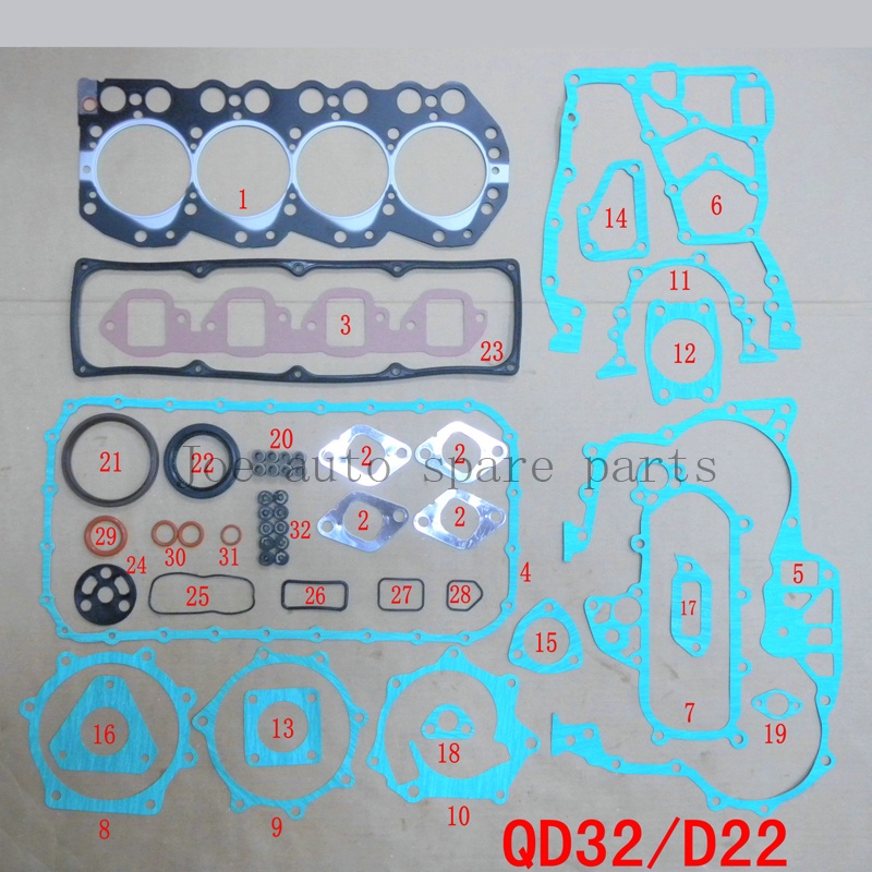 QD32 Engine complete Full gasket set kit for Nissan Navara (D22)/Urvan 3.2D 3.2TD  3153cc 1995-2001 