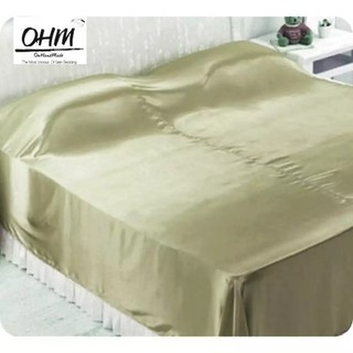 OHM ผ้าห่มเดี่ยว (เด็ก) ผ้าซาตินแท้ 440 เส้น (เกรดพรีเมี่ยม) สีทองอ่อน