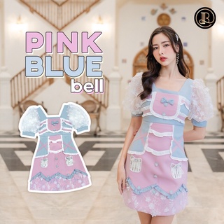 BLT BRAND การันตีเสื้อผ้าแบรนด์แท้ มินิเดรสสีฟ้าชมพู แขนขาว PINK BLUE BELL