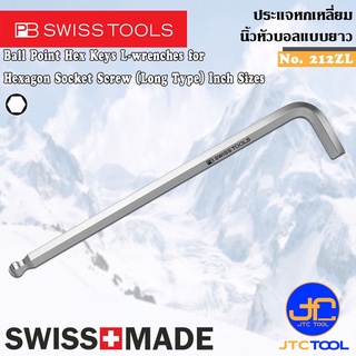 PB SWISS TOOLS ประแจหกเหลี่ยมหัวบอลนิ้วตัวยาว รุ่น 212ZL - Ball Point Hex key L-Wrenches,Long Type Inch Size Series 2