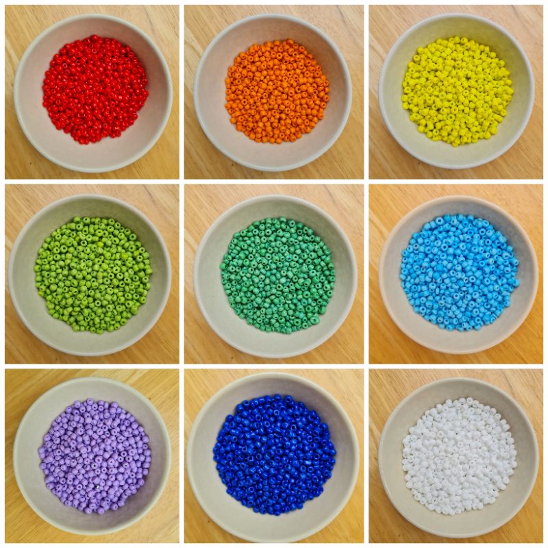 🌟พร้อมส่ง🌟 ลูกปัดเม็ดทรายสีด้าน 3mm,4mm น้ำหนัก 50 กรัม