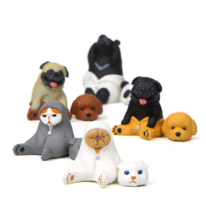 Mascot animal น้องใส่ชุดมาสคอต ของเล่นสะสม ตกแต่งกระถางต้นไม้ โมเดลแมว โมเดล ฟิกเกอร์ model กาชาปอง